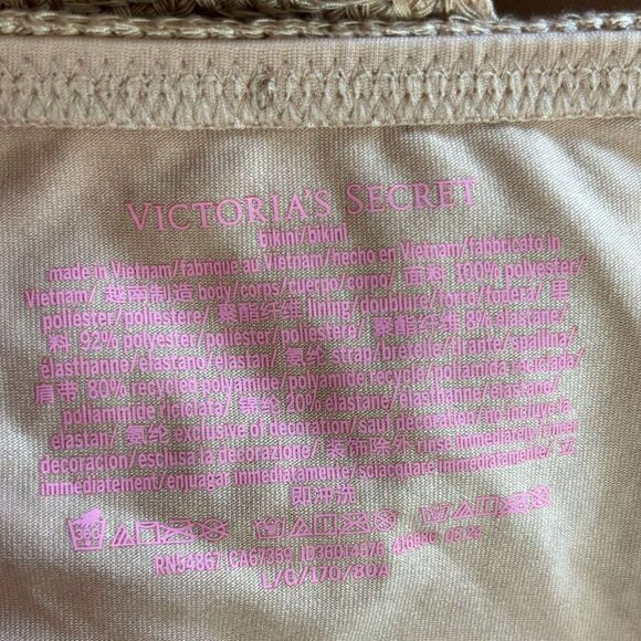 Victoria's Secret Swim Beige Tan Crochet Triangle Bikini Size Large - Picture 14 of 14